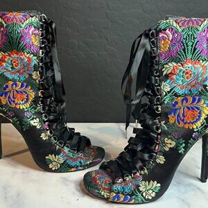 Steve Madden high heel floral zipper boots